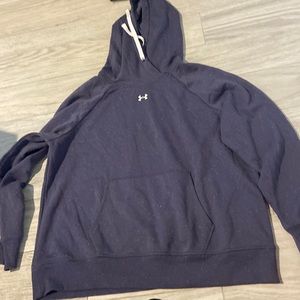 Under Armour Navy Blue Pullover Hoodie with White Logo